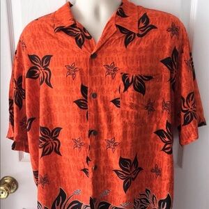 Genuine Ocean Current Orange Hawaiian Shirt Large